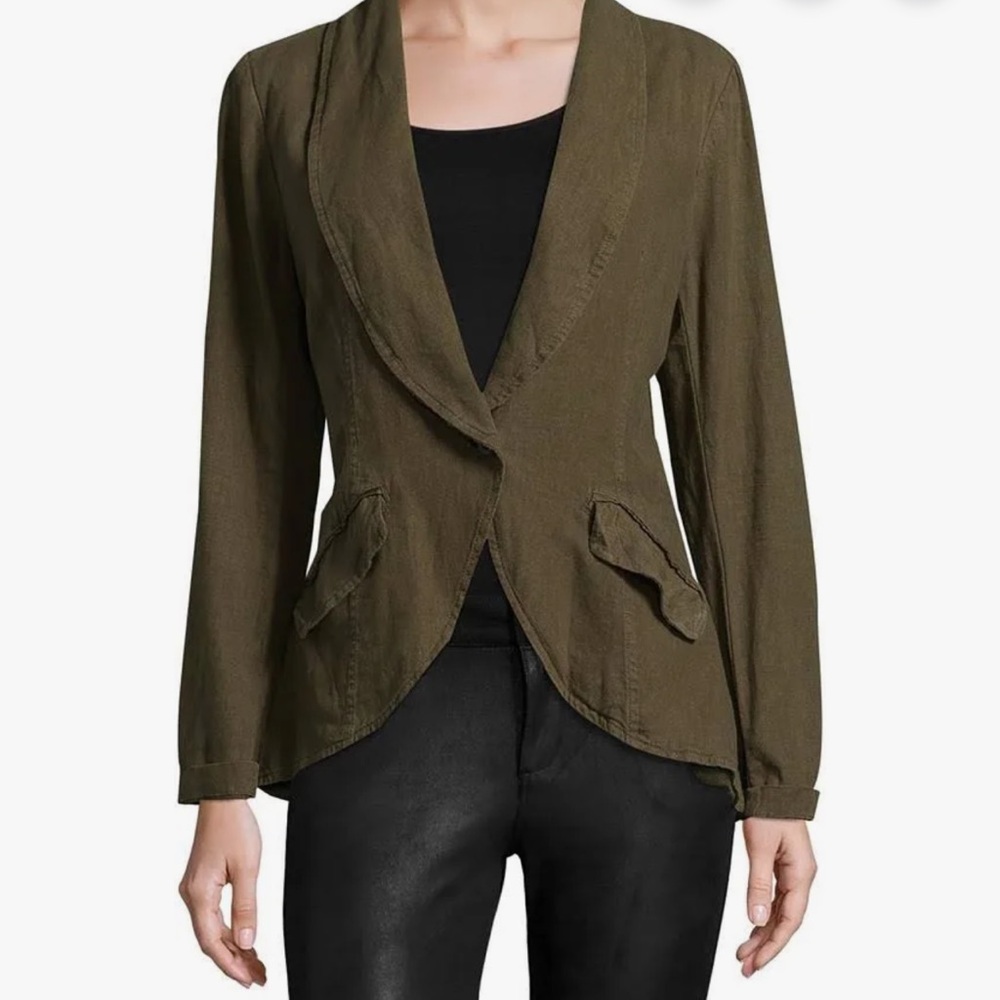 Free People Linen Blazer Olive Green Size Large